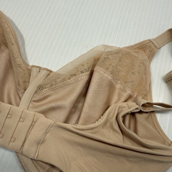 Chantelle Lace Underwire Bra 32F Beige Full Cup Supportive Unlined Floral Sheer - Picture 6 of 7